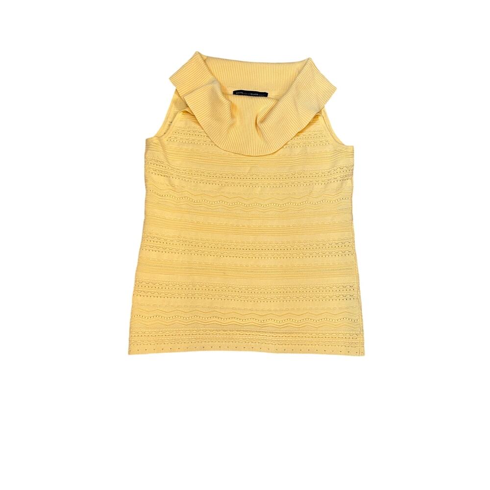 White House Black Market Butter Yellow Sweater Tank Cowl Neck - Picture 2 of 9